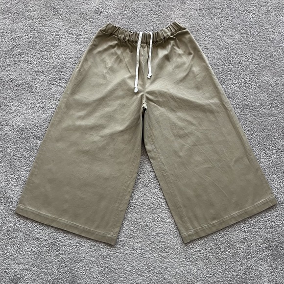 COMME Des GARÇONS Wide Leg Cropped Trousers Pants S Beige Cotton Japan